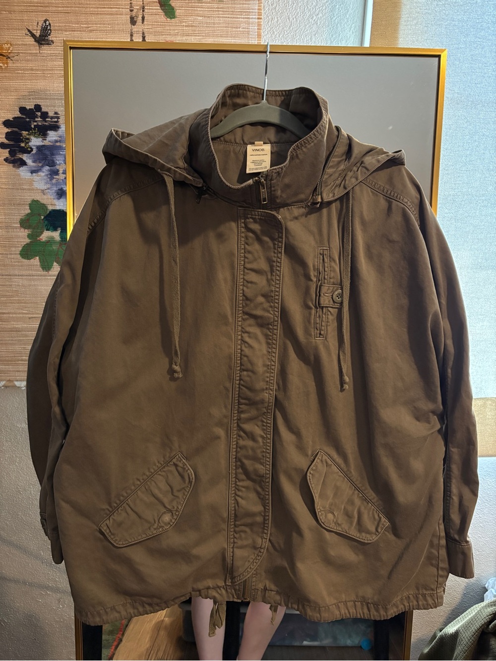 Vince Olive Green Hooded Utility Jacket